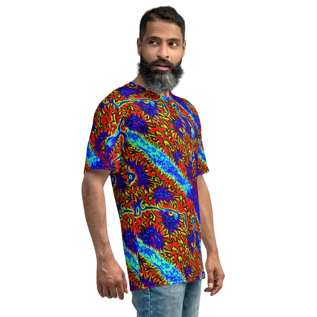 Electric Petalstorm on Men's Crew Neck T-Shirt — Right