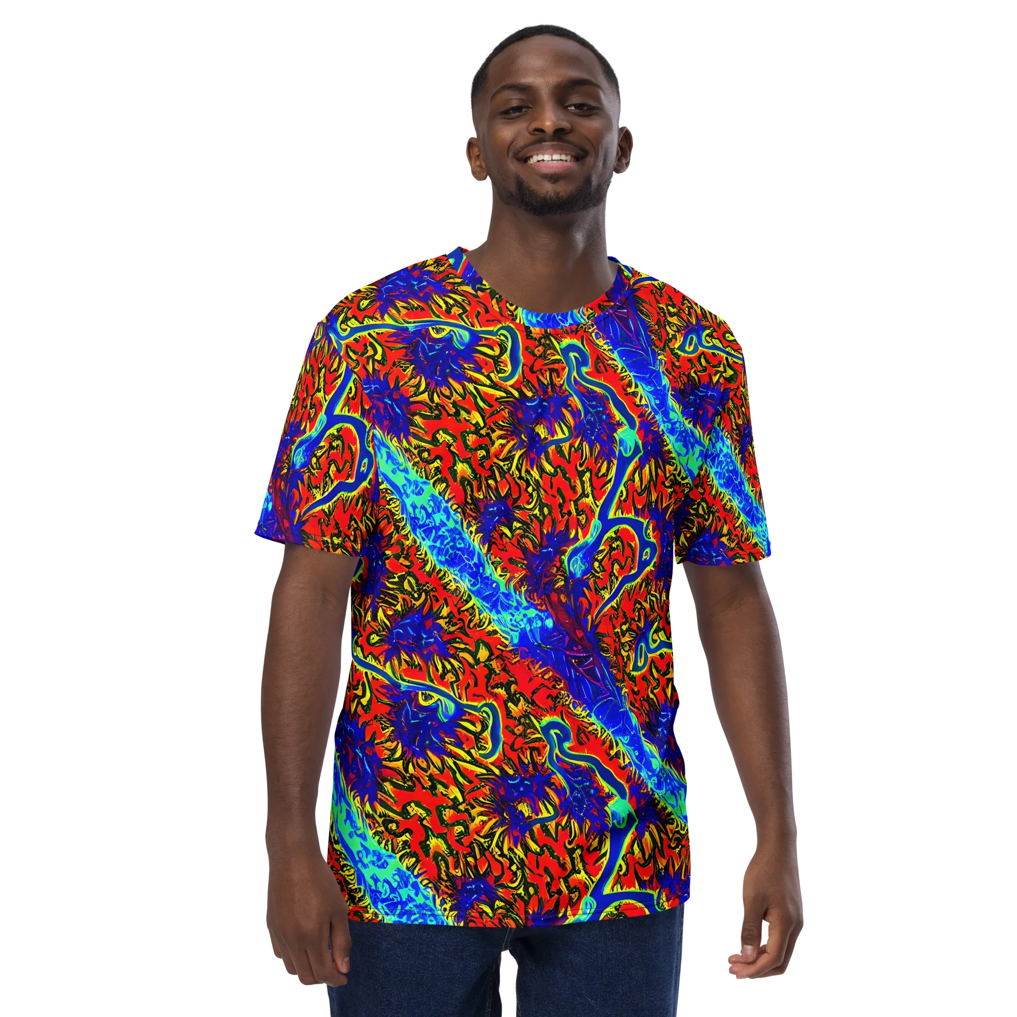 Electric Petalstorm on Men's Crew Neck T-Shirt — Front