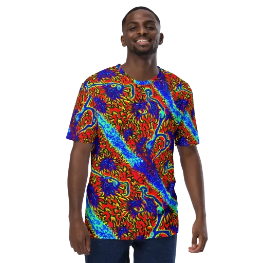 Electric Petalstorm on a Men's Crew Neck T-Shirt