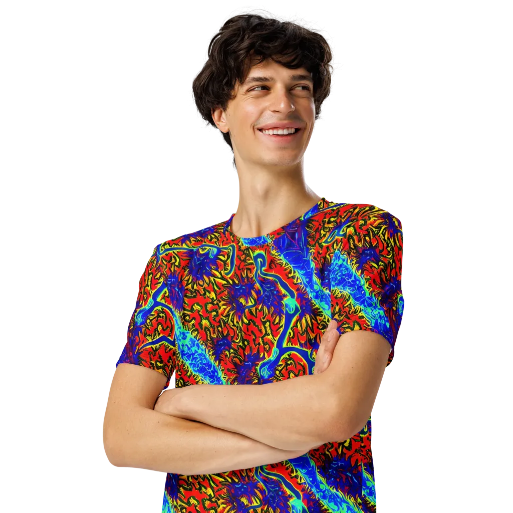 Electric Petalstorm on Men's Crew Neck T-Shirt — Left Front