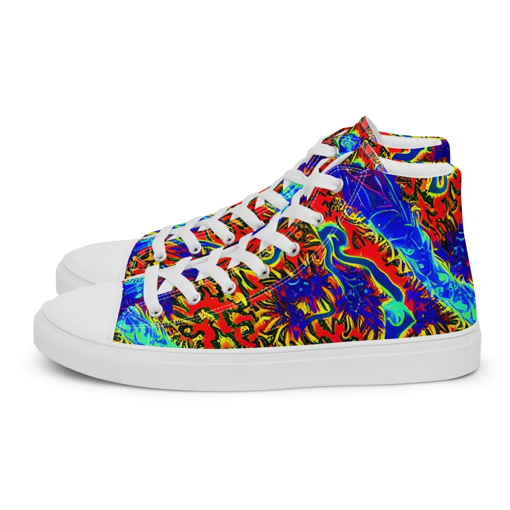 Electric Petalstorm on Men's High Top Canvas Shoes — Left