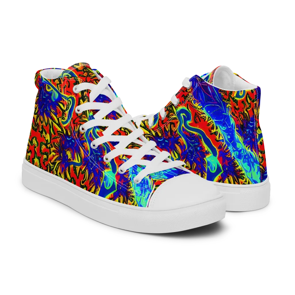 Electric Petalstorm on Men's High Top Canvas Shoes — Right