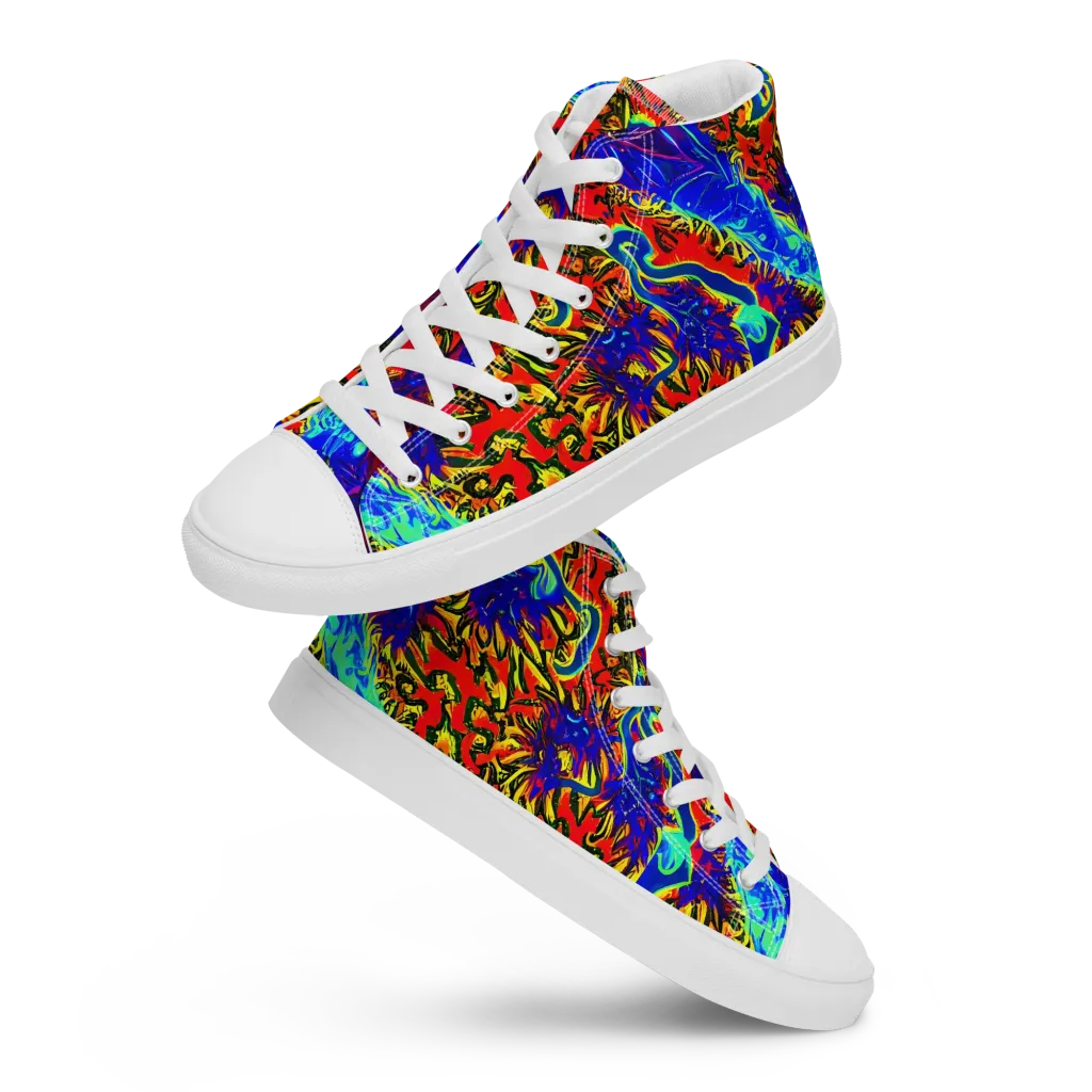 Electric Petalstorm on Men's High Top Canvas Shoes — Front