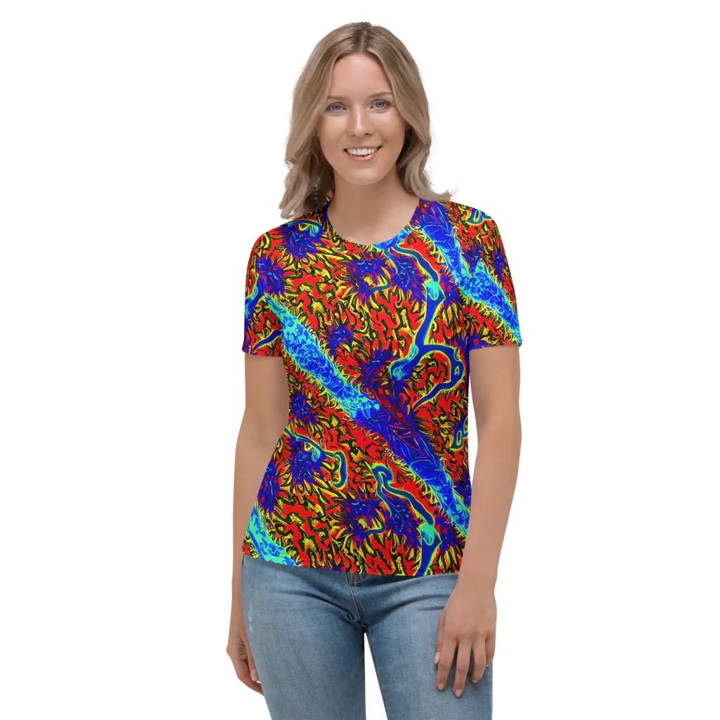 Electric Petalstorm on Women's Crew Neck T-Shirt — Front