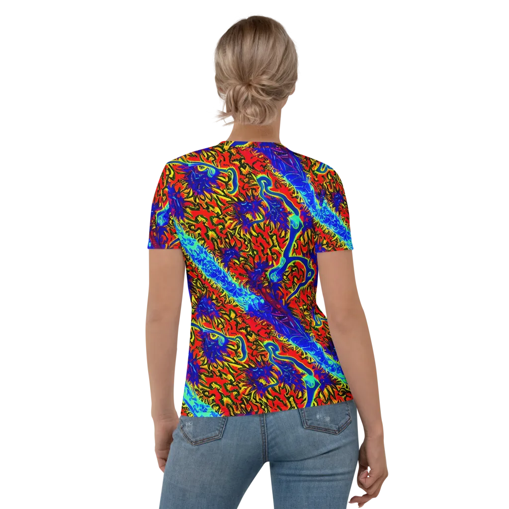 Electric Petalstorm on Women's Crew Neck T-Shirt — Back