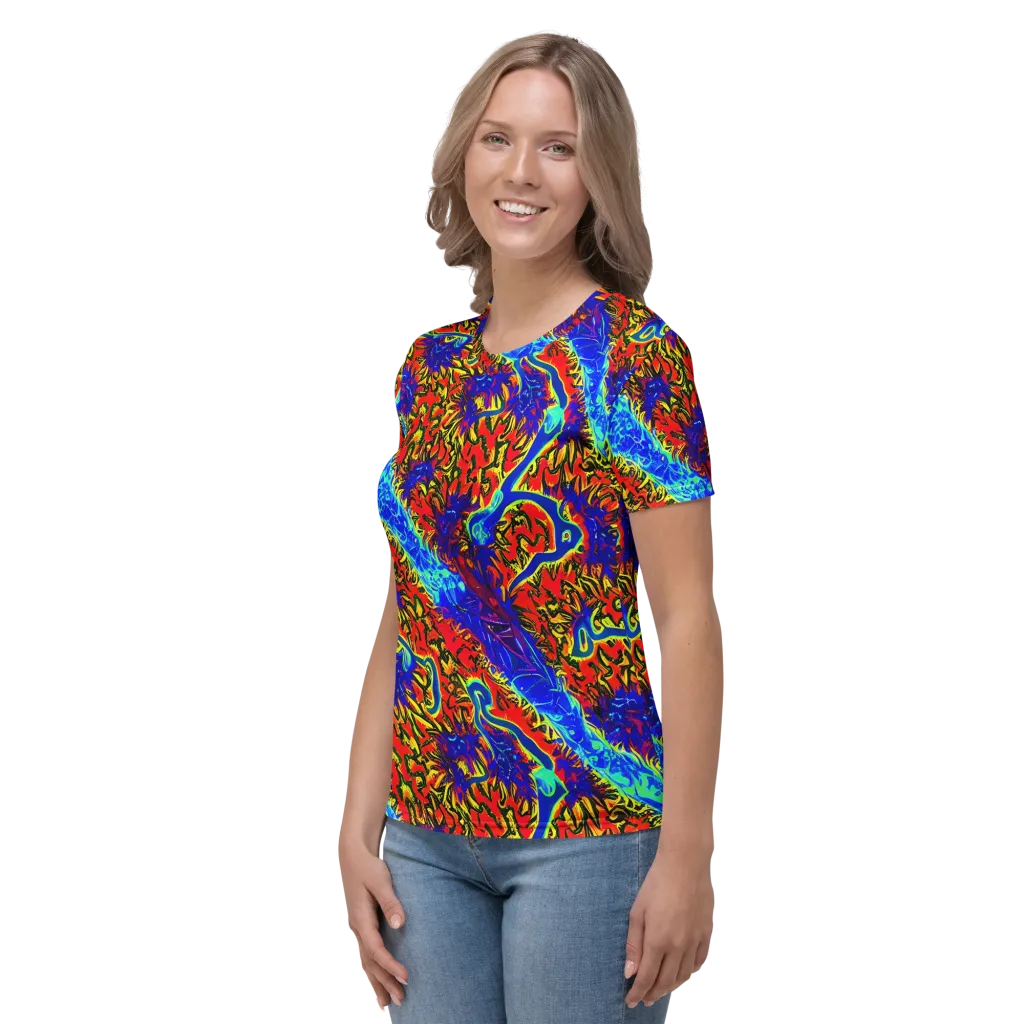 Electric Petalstorm on Women's Crew Neck T-Shirt — Left