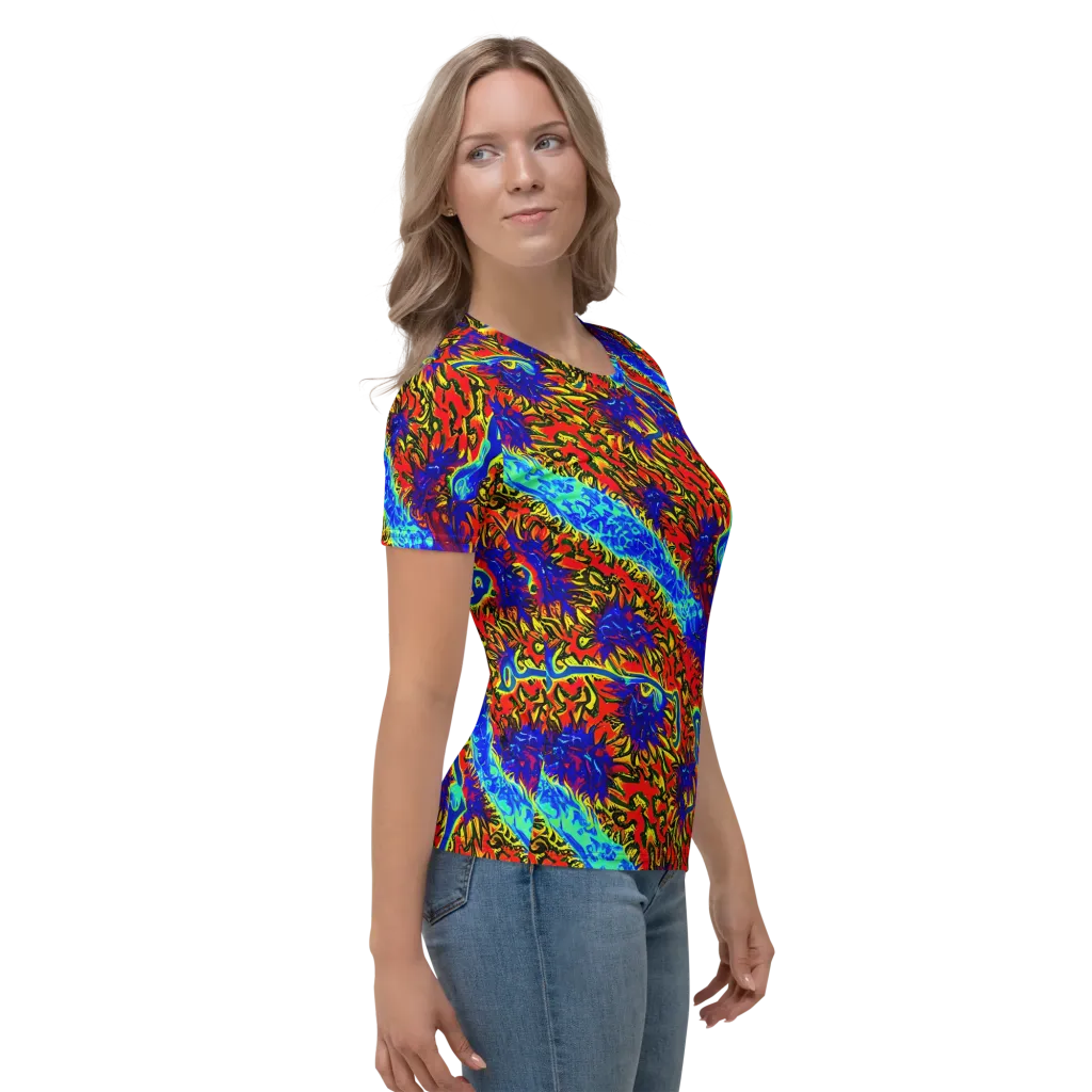 Electric Petalstorm on Women's Crew Neck T-Shirt — Right