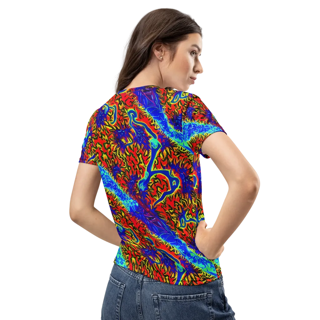 Electric Petalstorm on Women's Crew Neck T-Shirt — Back