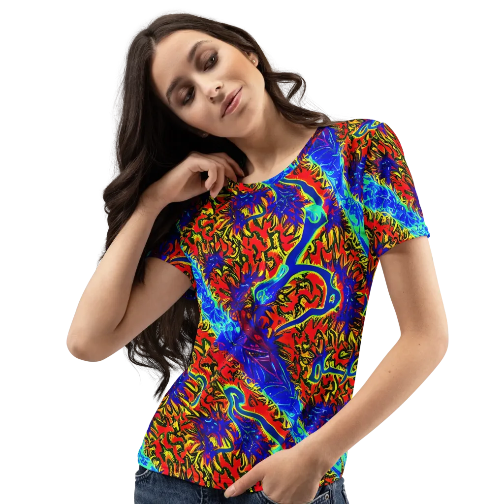 Electric Petalstorm on Women's Crew Neck T-Shirt — Left Front