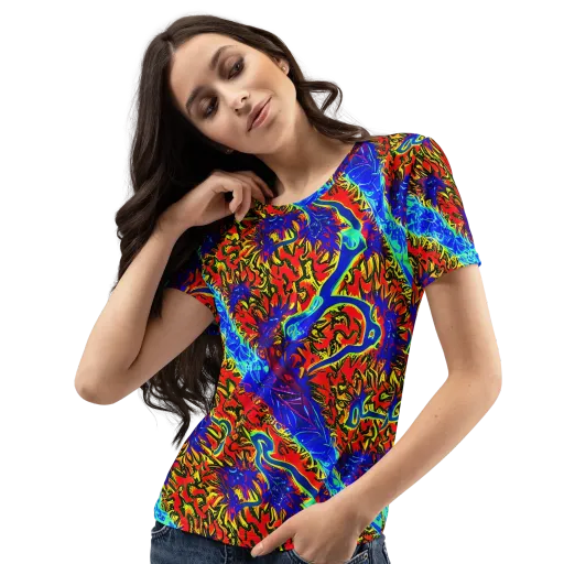 Electric Petalstorm on a Women's Crew Neck T-Shirt