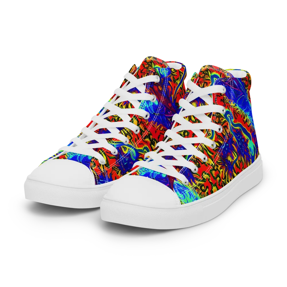 Electric Petalstorm on Women's High Top Canvas Shoes — Left Front