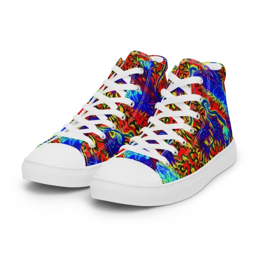 Electric Petalstorm on a Women's High Top Canvas Shoes