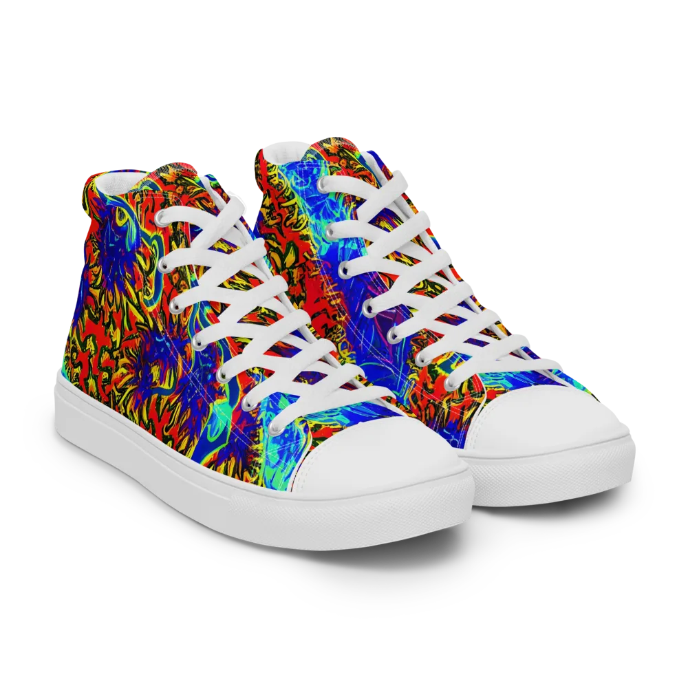 Electric Petalstorm on Women's High Top Canvas Shoes — Right Front