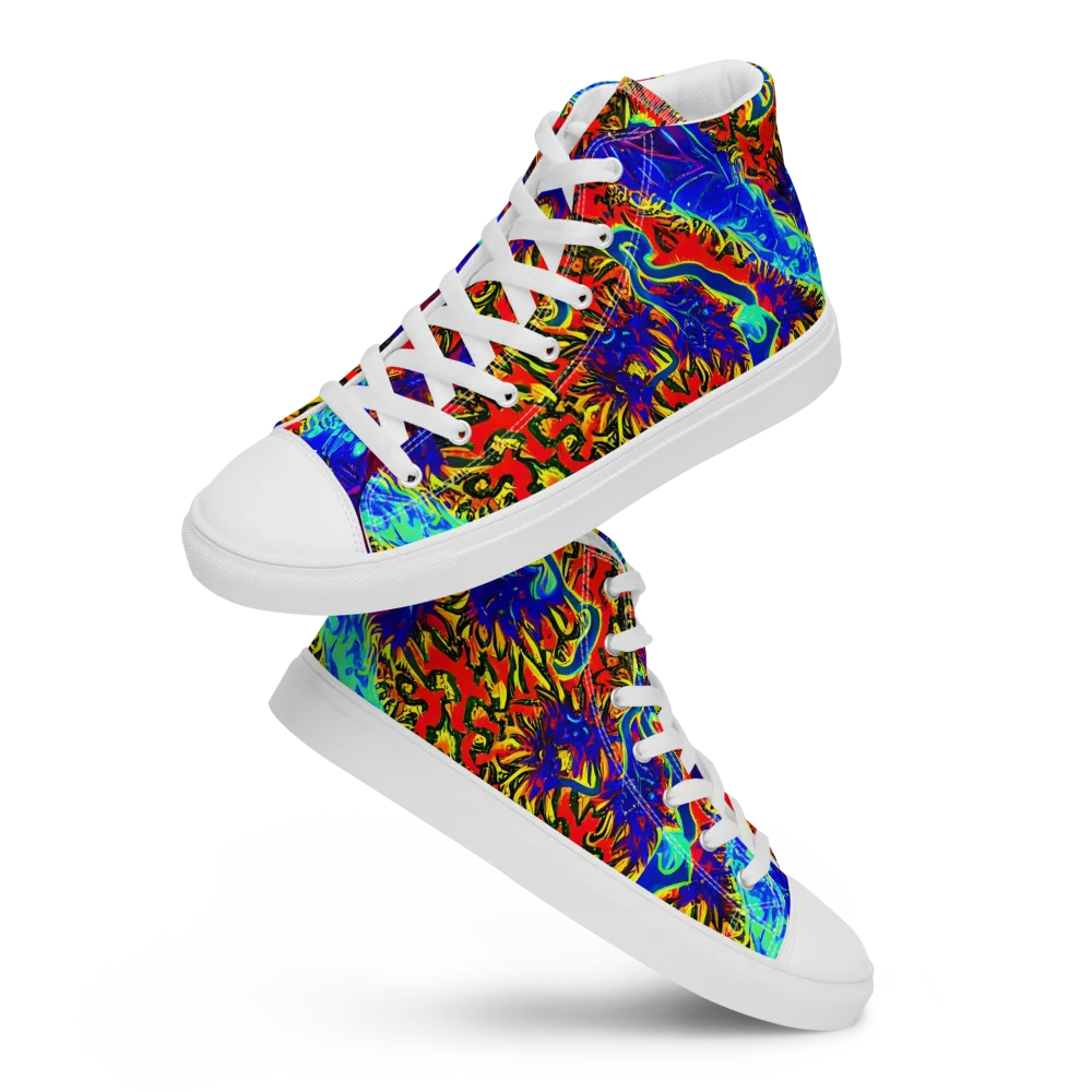 Electric Petalstorm on Women's High Top Canvas Shoes — Front
