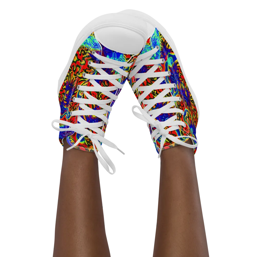 Electric Petalstorm on Women's High Top Canvas Shoes — Front