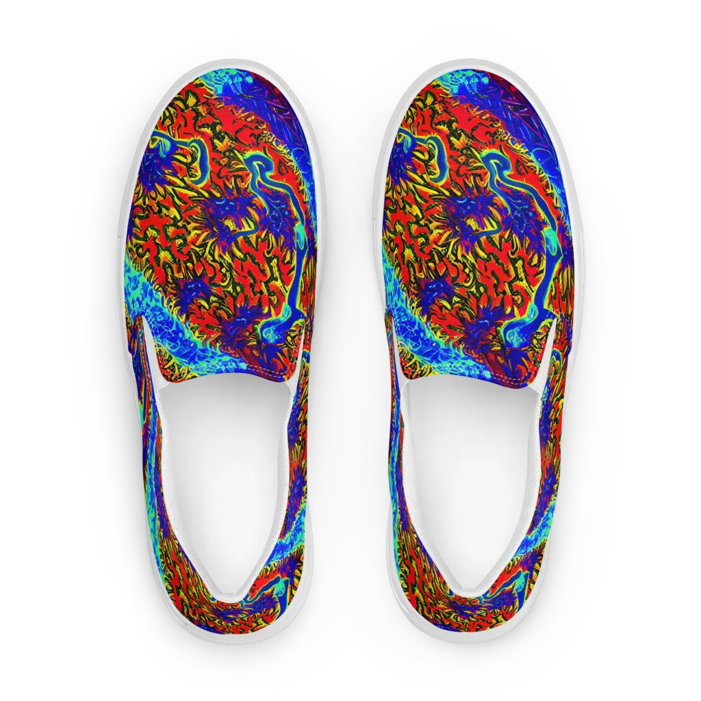 Electric Petalstorm on Men's Slip-On Canvas Shoes — Front