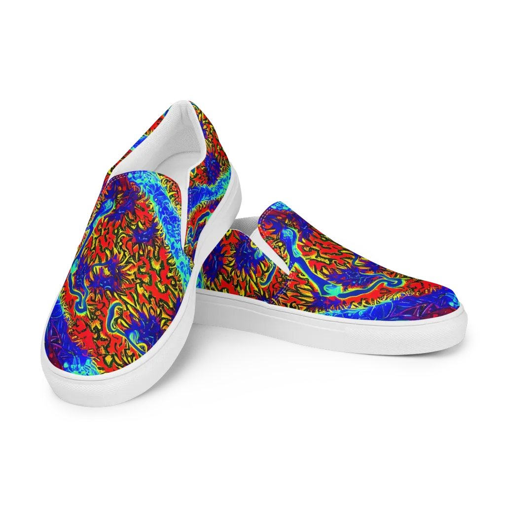 Electric Petalstorm on Men's Slip-On Canvas Shoes — Left Front