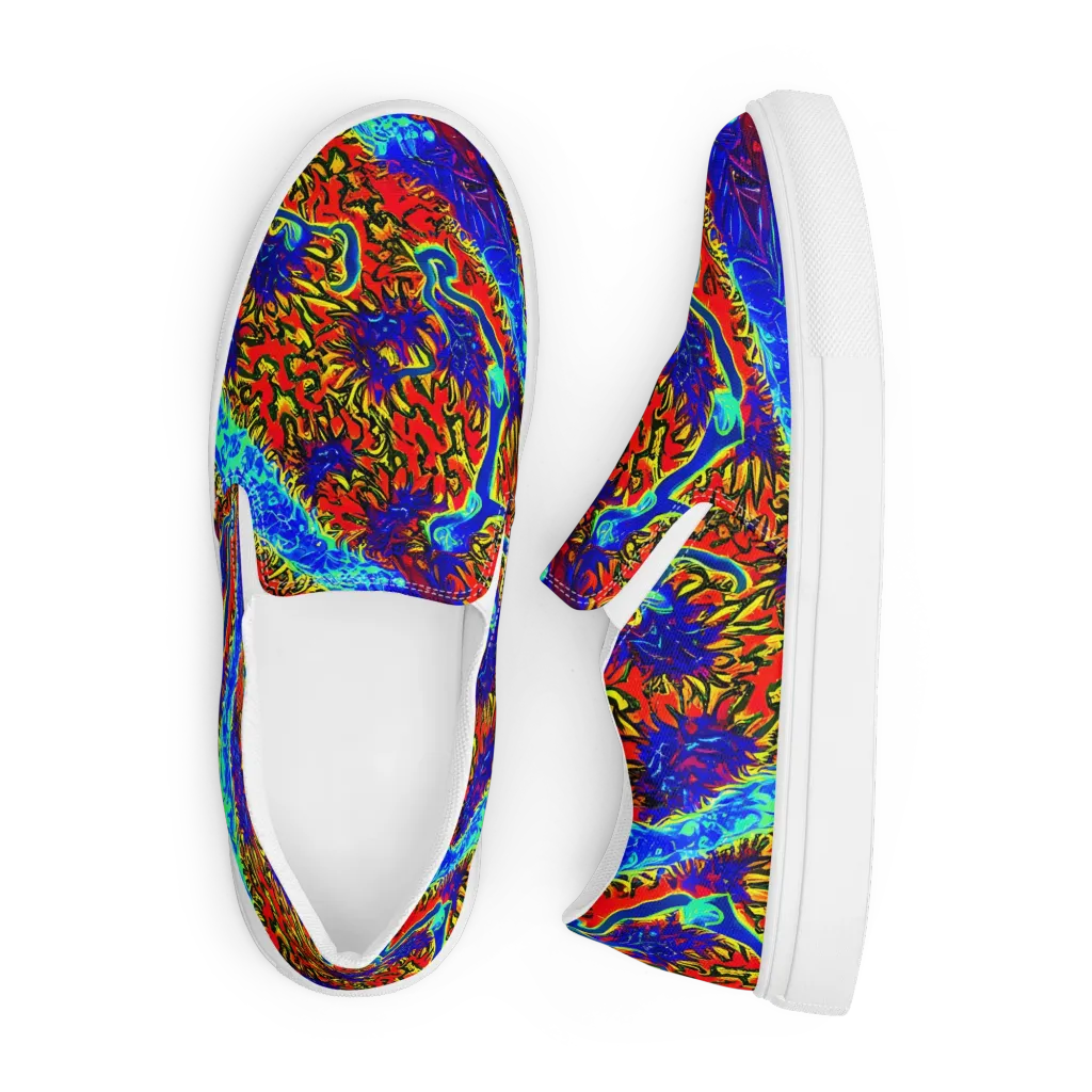 Electric Petalstorm on Men's Slip-On Canvas Shoes — Front