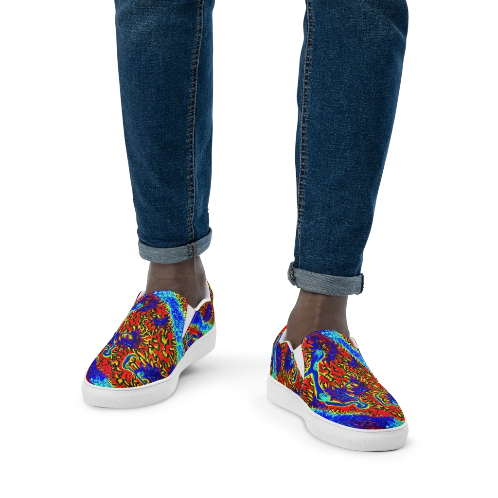 Electric Petalstorm on Men's Slip-On Canvas Shoes — Front
