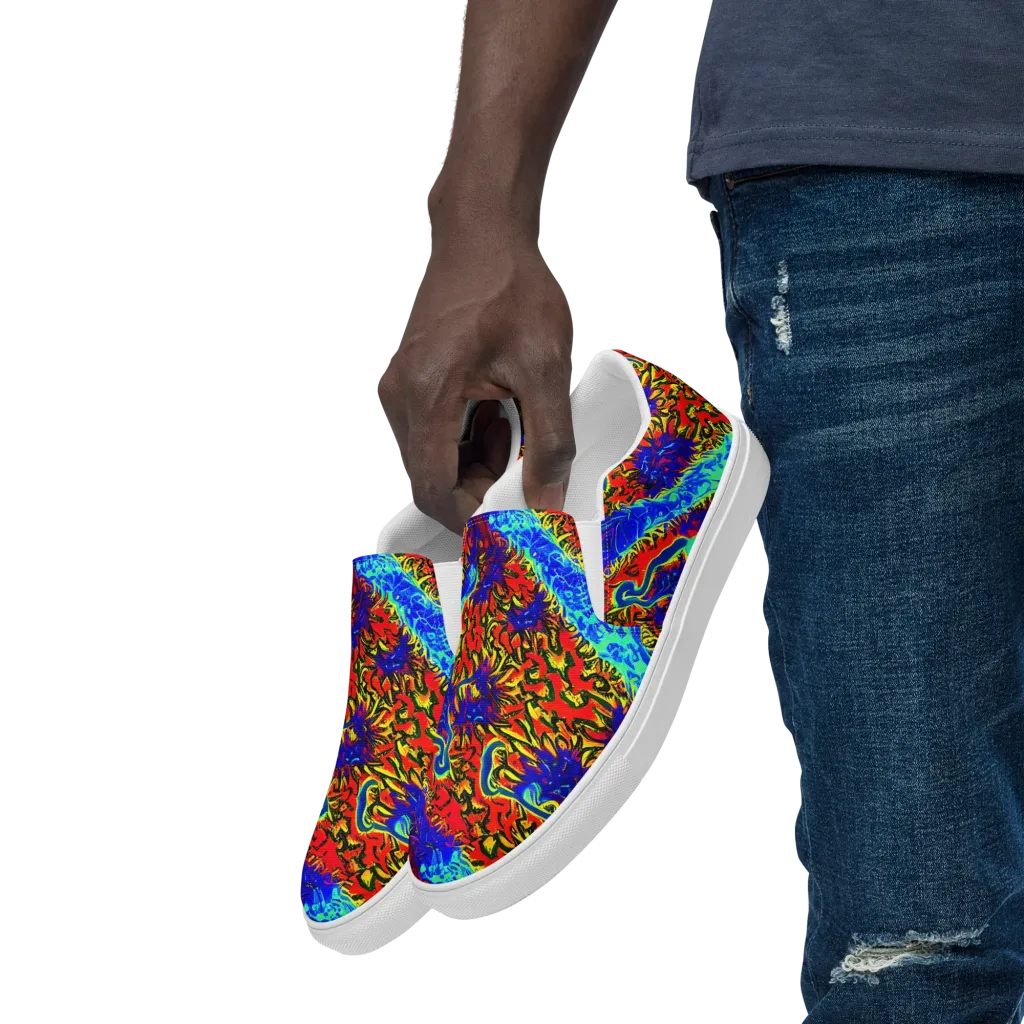 Electric Petalstorm on Men's Slip-On Canvas Shoes — Left Front