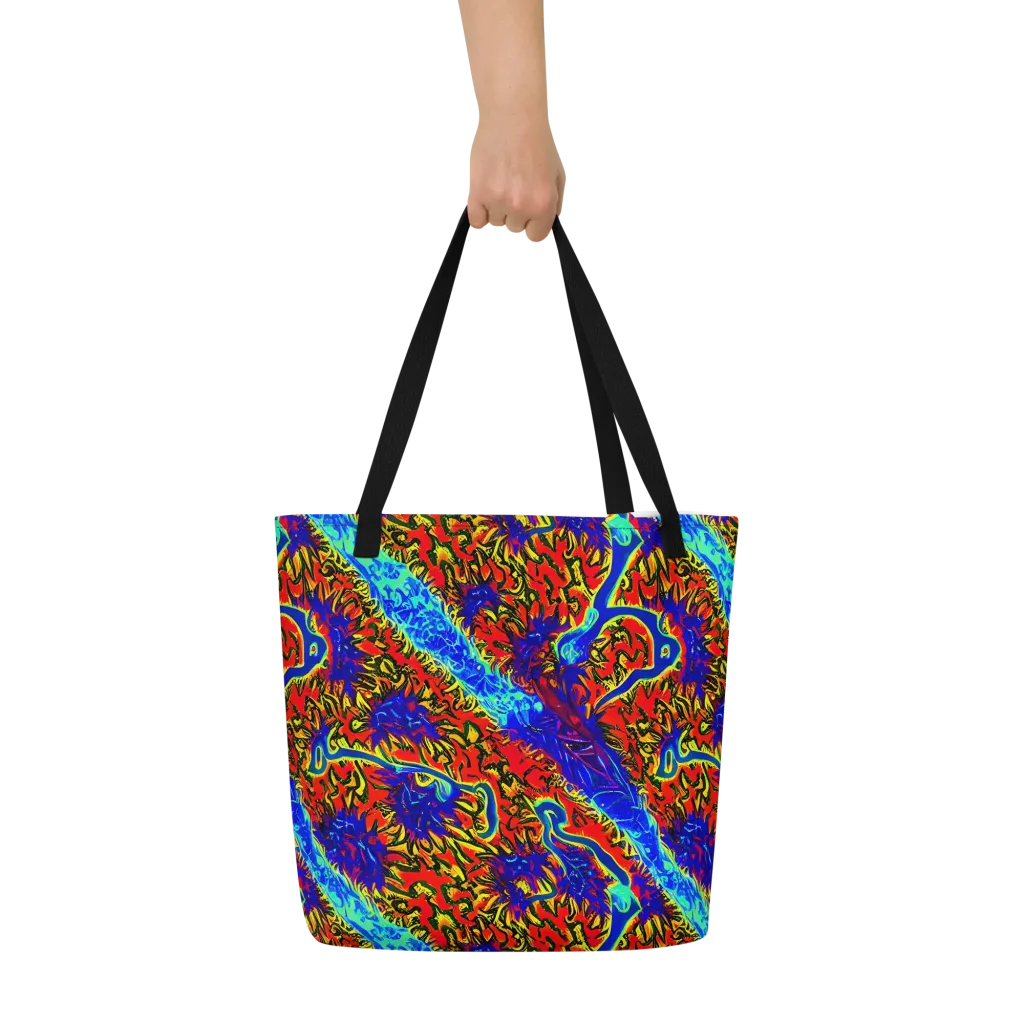 Electric Petalstorm on Large Tote Bag W/ Pocket — Front
