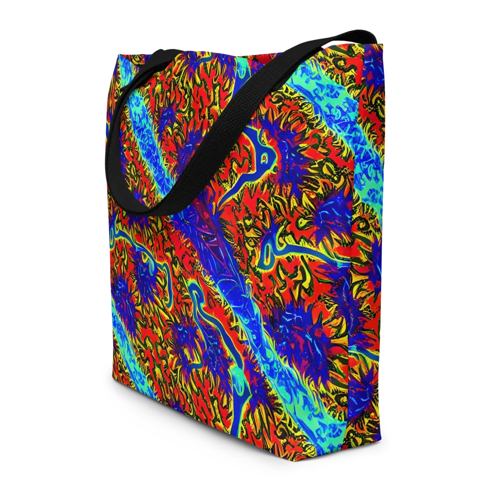 Electric Petalstorm on Large Tote Bag W/ Pocket — Front