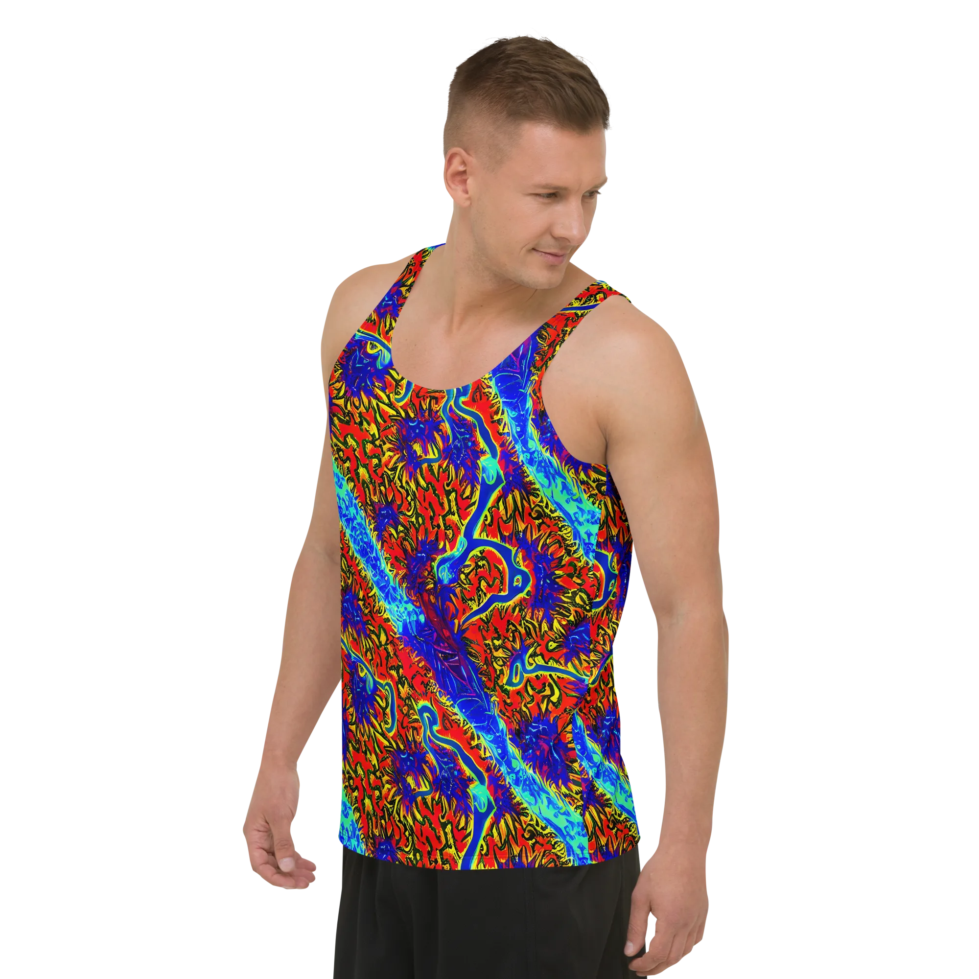 Electric Petalstorm on Men's Tank Top — Left Front