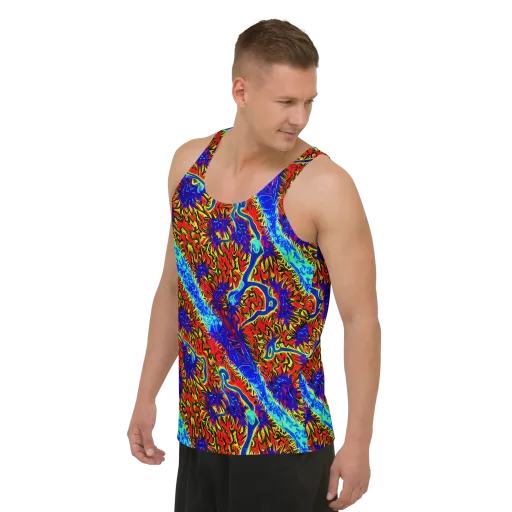 Electric Petalstorm on a Men's Tank Top
