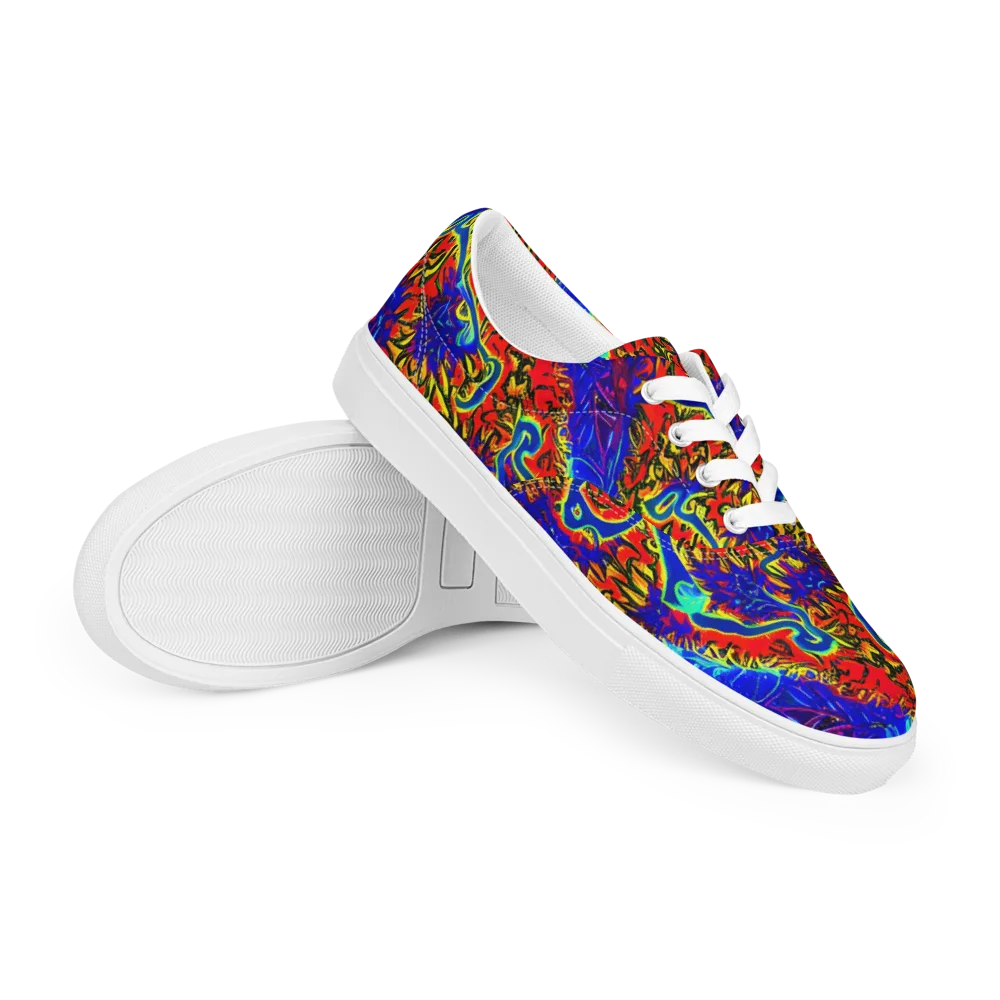 Electric Petalstorm on Men's Lace-Up Canvas Shoes — Right Front