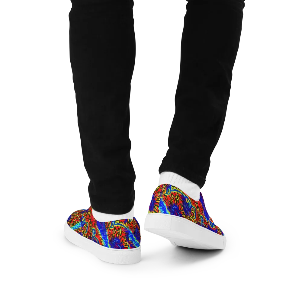 Electric Petalstorm on Men's Lace-Up Canvas Shoes — Back