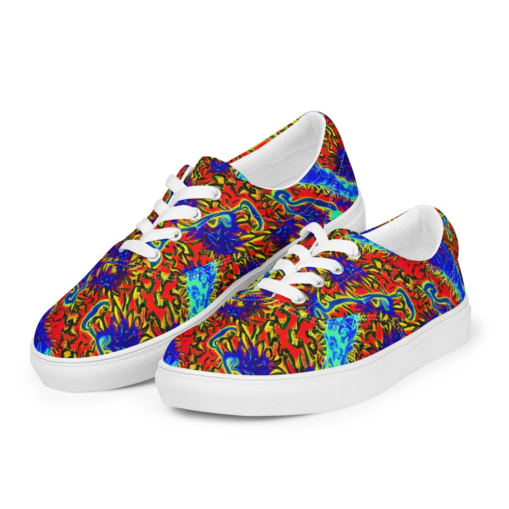 Electric Petalstorm on Men's Lace-Up Canvas Shoes — Left Front