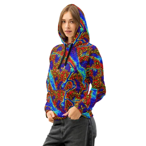 Electric Petalstorm on a Cotton Hoodie