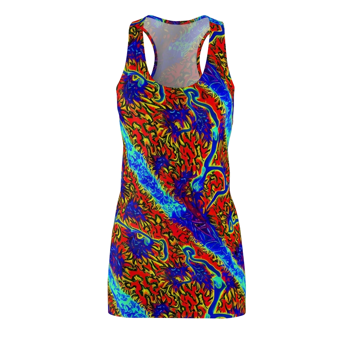 Electric Petalstorm on Racerback Dress — Front