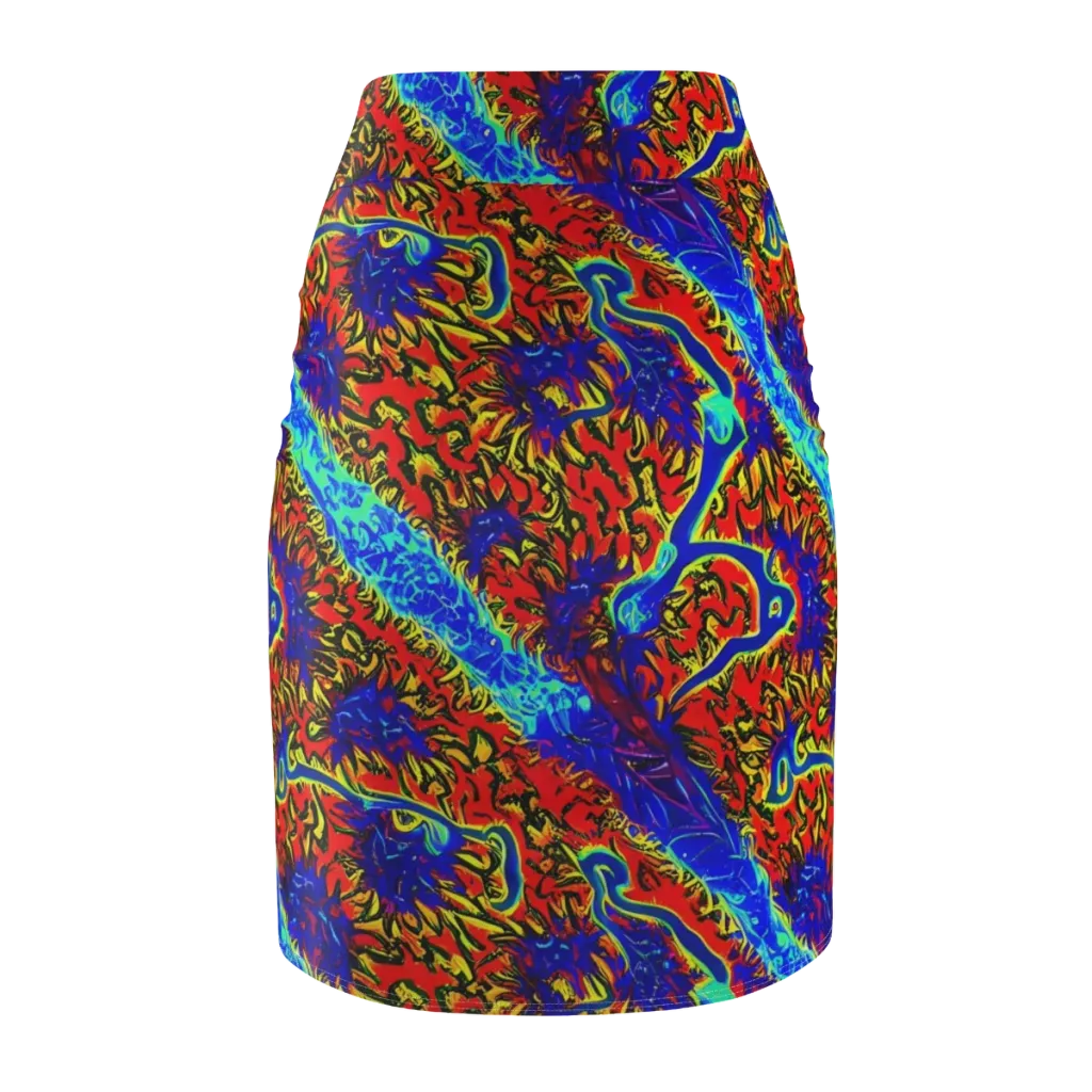 Electric Petalstorm on Pencil Skirt — Back
