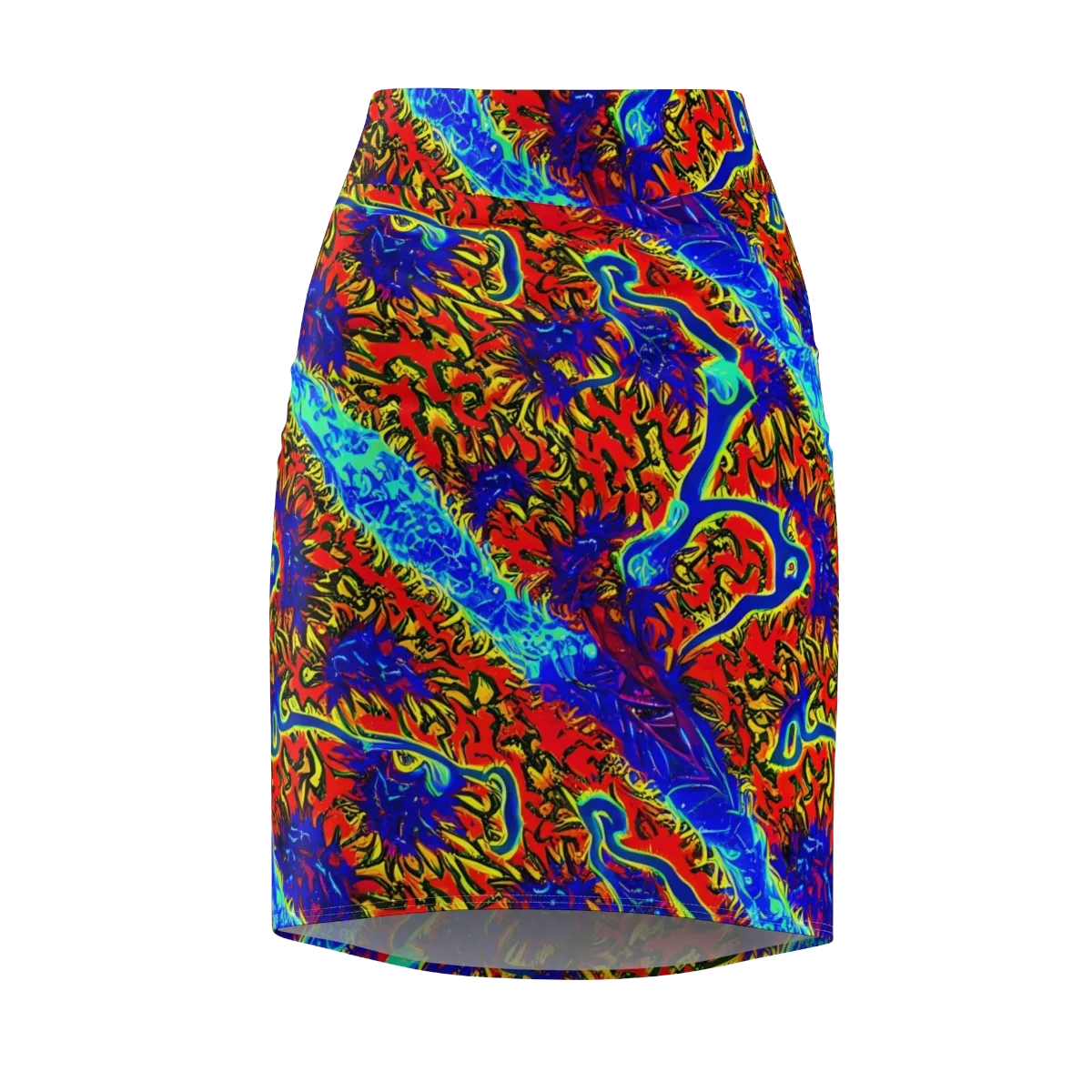Electric Petalstorm on Pencil Skirt — Front