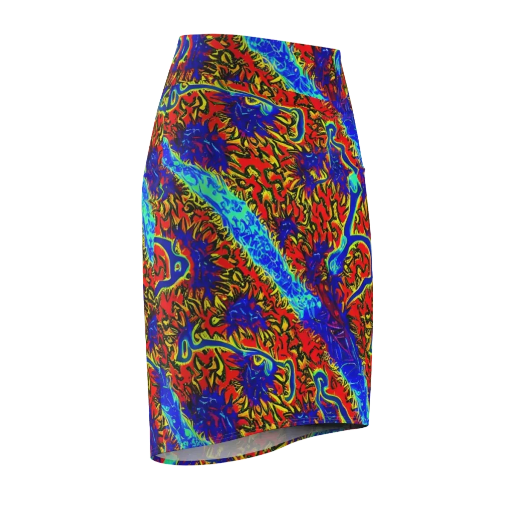 Electric Petalstorm on Pencil Skirt — Front Side
