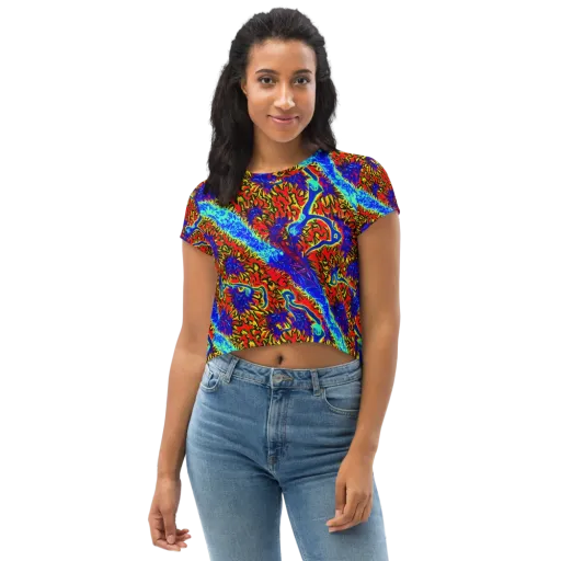Electric Petalstorm on a Crop Tee