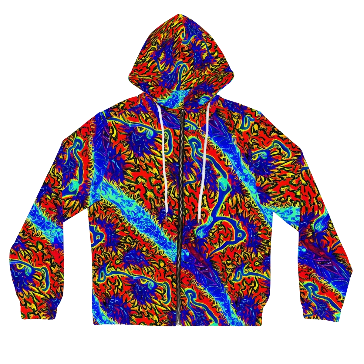 Electric Petalstorm on Women's Full-Zip Hoodie — Front
