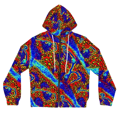 Electric Petalstorm on a Women's Full-Zip Hoodie