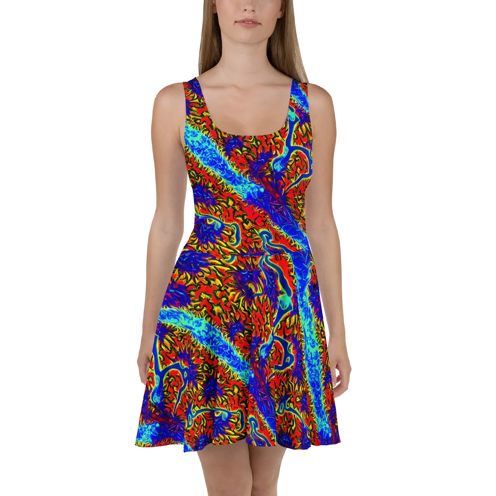 Electric Petalstorm on Skater Dress — Front