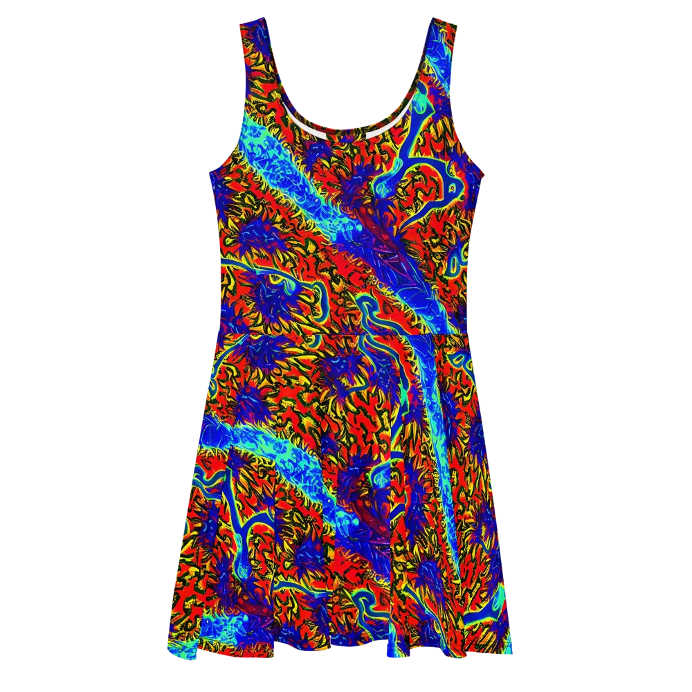 Electric Petalstorm on Skater Dress — Front