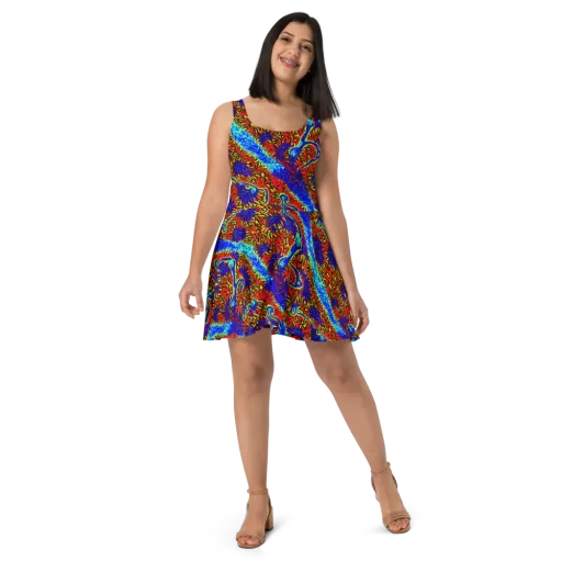 Electric Petalstorm on a Skater Dress