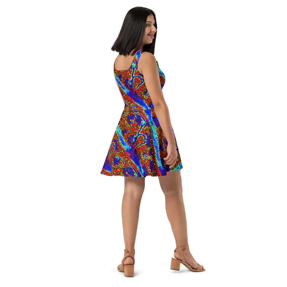 Electric Petalstorm on Skater Dress — Right