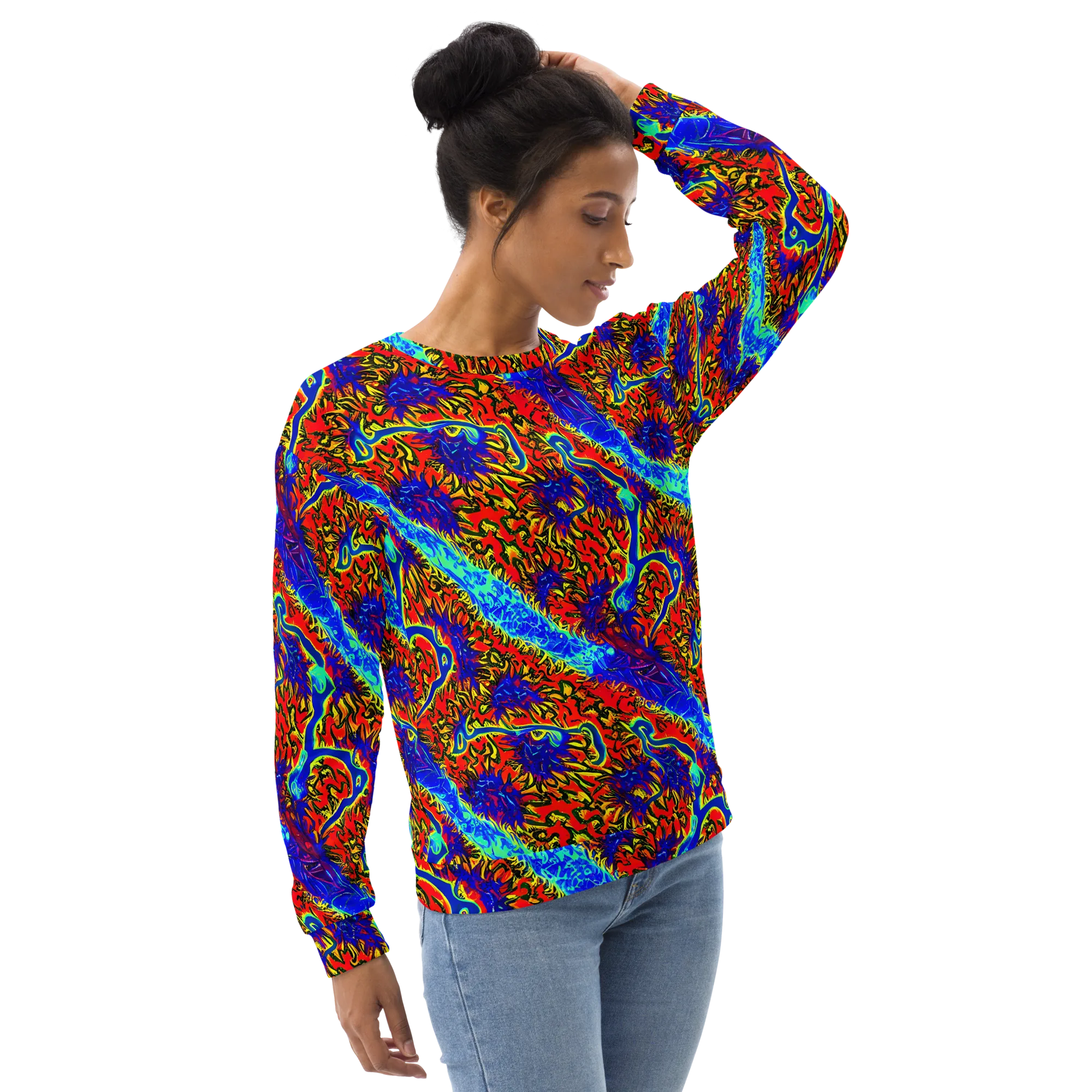 Electric Petalstorm on Sweatshirt — Right Front