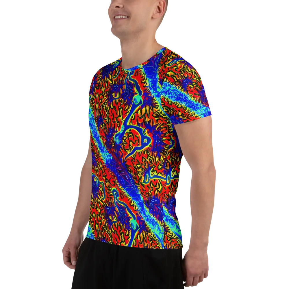 Electric Petalstorm on Men's Athletic T-Shirt — Left