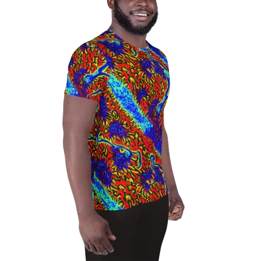 Electric Petalstorm on a Men's Athletic T-Shirt