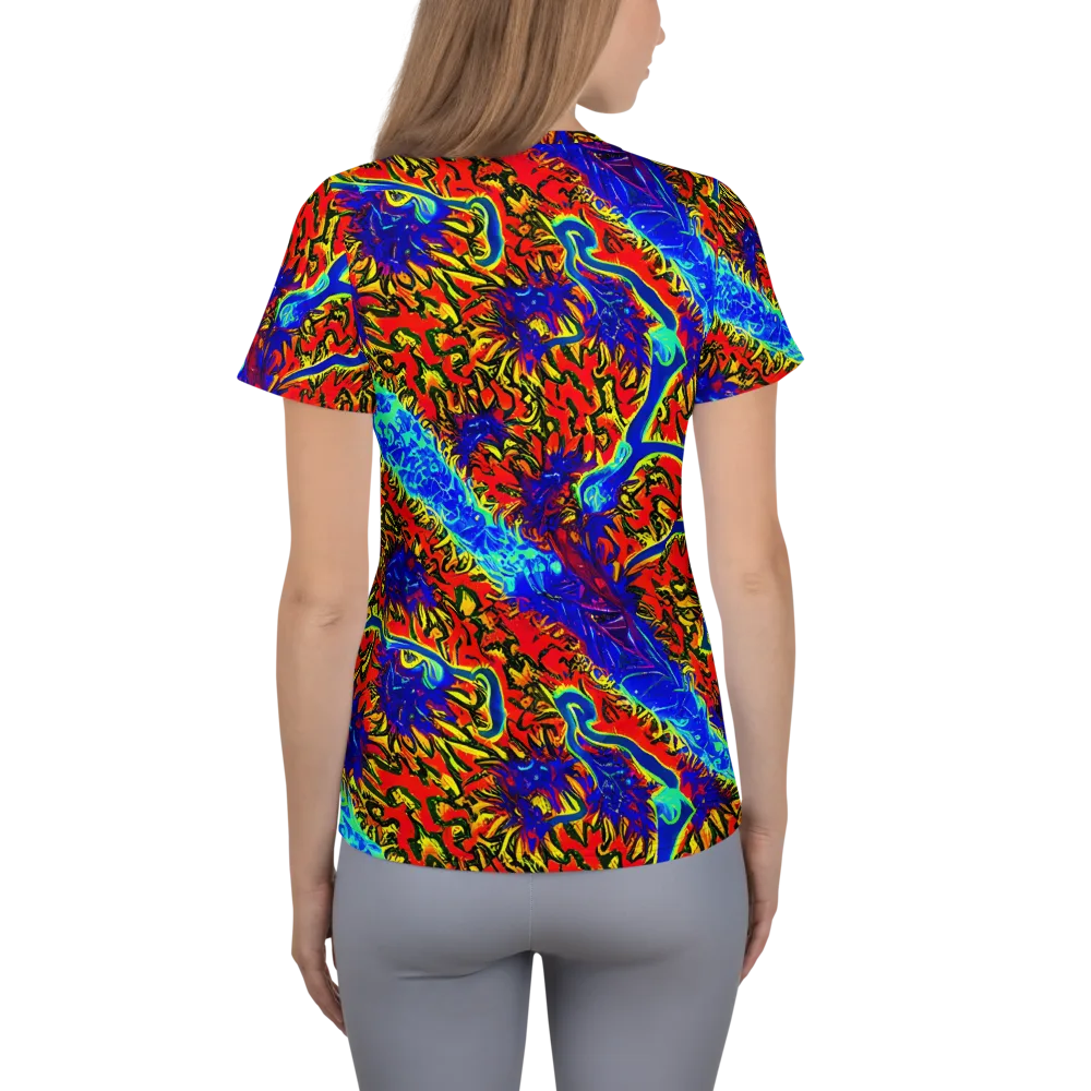 Electric Petalstorm on Women's Athletic T-Shirt — Back