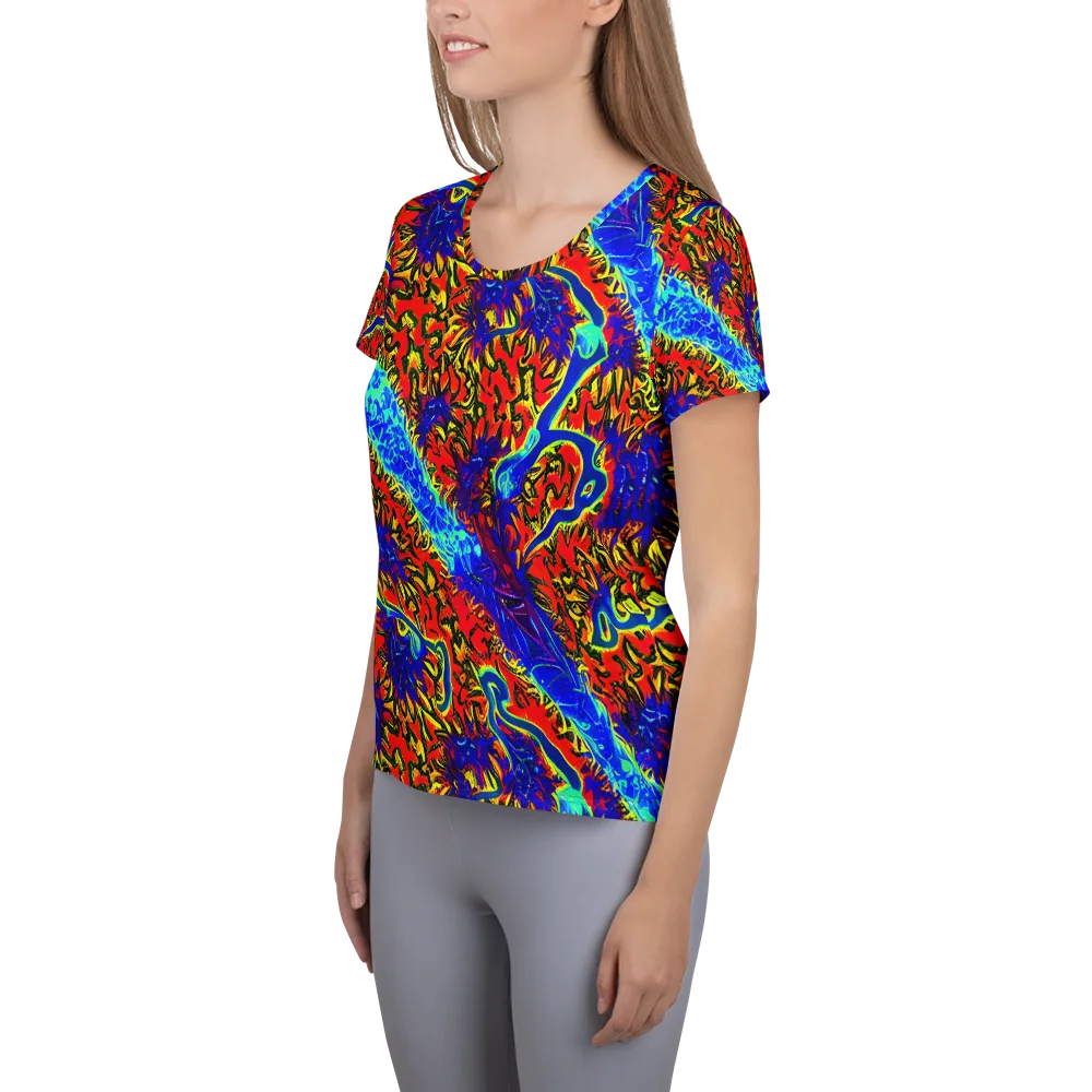 Electric Petalstorm on Women's Athletic T-Shirt — Left