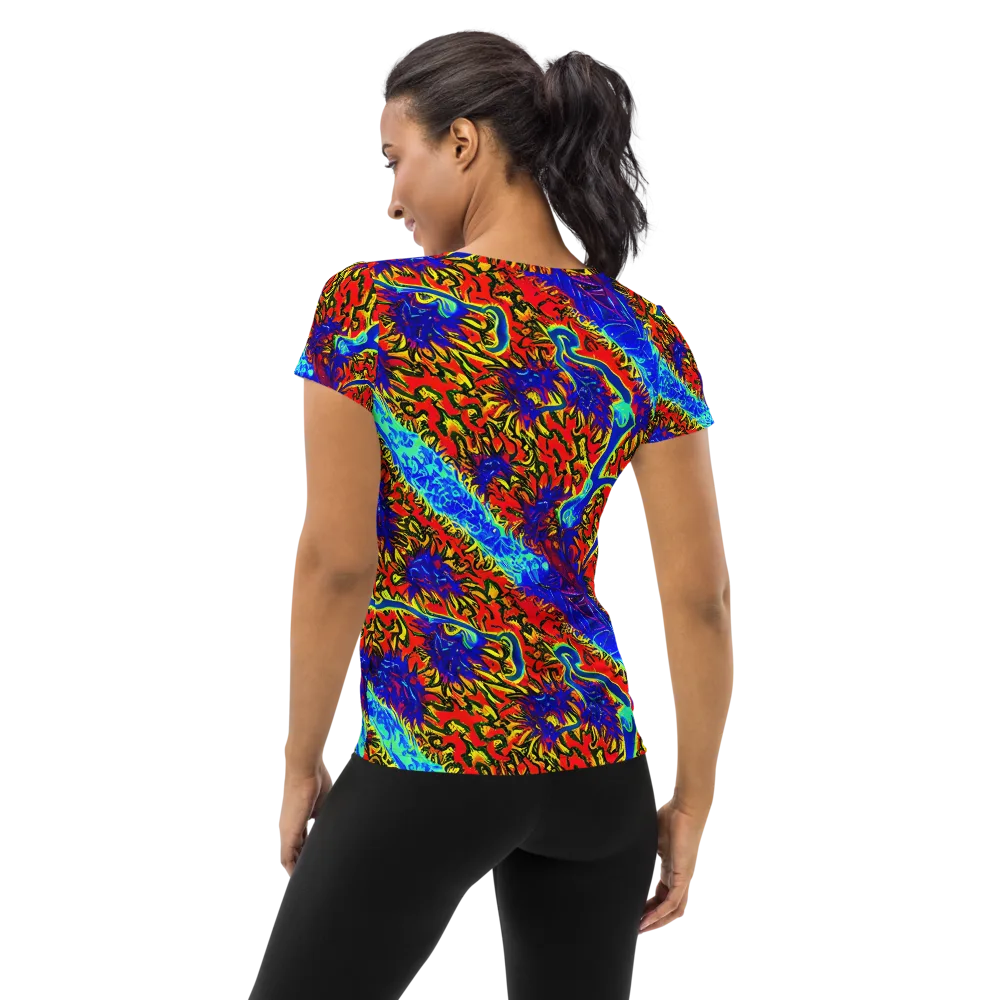 Electric Petalstorm on Women's Athletic T-Shirt — Back