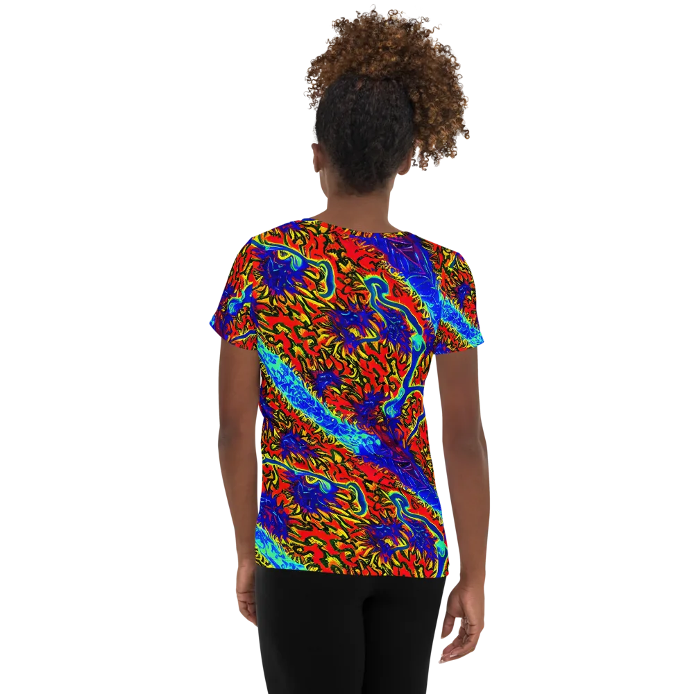 Electric Petalstorm on Women's Athletic T-Shirt — Back